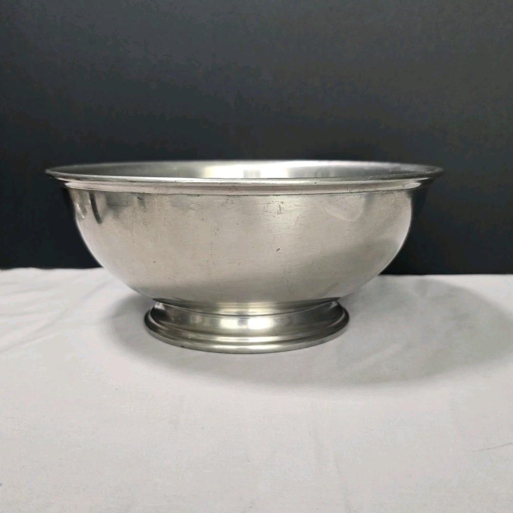 Reed and Barton Pewter Bowl 8" P-252 Vintage Hollow Ware Flare Rim